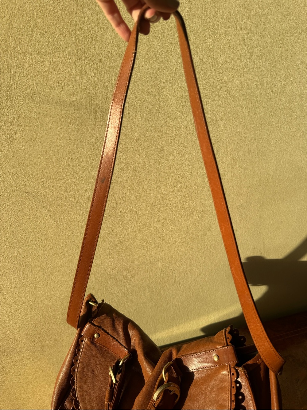 See by Chloe Cognac Leather Scalloped Satchel Handbag - Picture 4 of 7